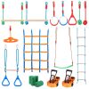 Ninja Warrior Obstacle Course for Kids, 2 x 65 ft Weatherproof Slacklines, 500lbs Weight Capacity Monkey Line, Outdoor Playset Equipment