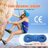10.2mm Dynamic Climbing Rope, 60M(197ft) Outdoor Rock Climbing Rope 25KN Breaking Tension, Stretchable Fiber Rope with Steel Snap Hooks for Escape