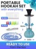 Royal Blue Hookah Set 2 Hose Picolo 12â€ Blue Mini Hookah with Silicone Bowl