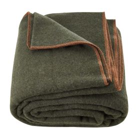 Wool Camping Blanket, Large Warm Stadium Blanket, Waterproof & Windproof, Flame Retardant, Great for Outdoors, Picnics, Hiking, Sports Events, Travel (Color: Military Green, Material: Wool Blend)