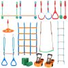 Ninja Warrior Obstacle Course for Kids, 2 x 50 ft Weatherproof Slacklines, 500lbs Weight Capacity Monkey Line, Outdoor Playset Equipment